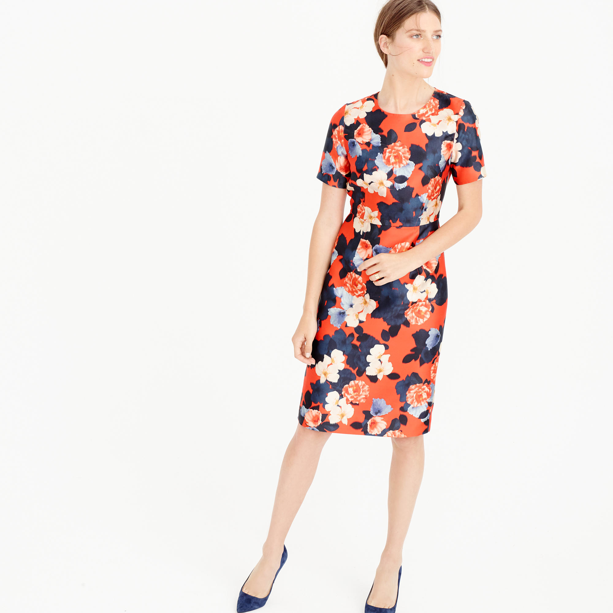 Lyst J Crew Collection Graphic Peony Short Sleeve Dress Gallery