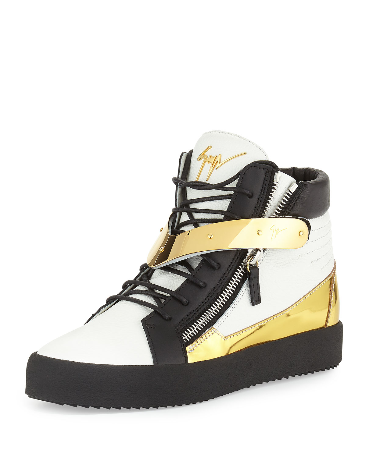 Giuseppe zanotti Mens Tricolor Leather High-top Sneaker in Metallic for ...