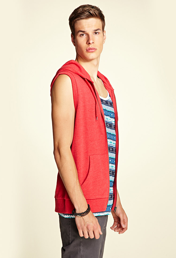 Forever 21 Sleeveless Hoodie in Red for Men | Lyst