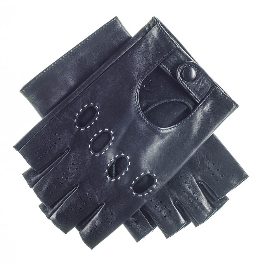 Black.co.uk Men's Black Leather Fingerless Driving Gloves in Black for