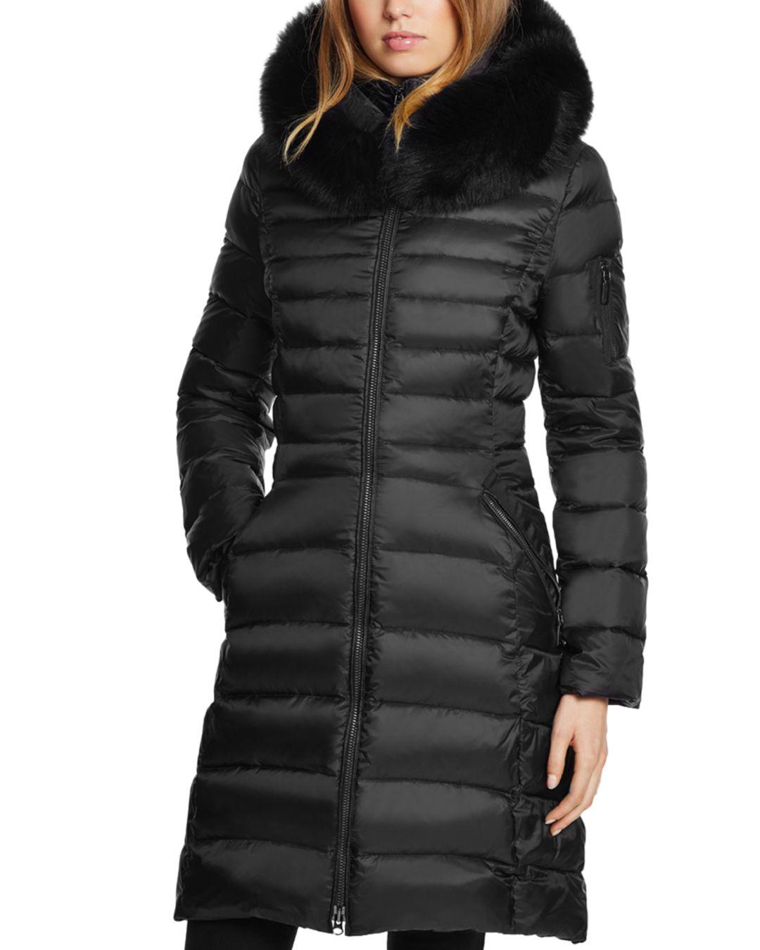 Dawn Levy Milly Fur Trim Puffer Coat in Black - Lyst