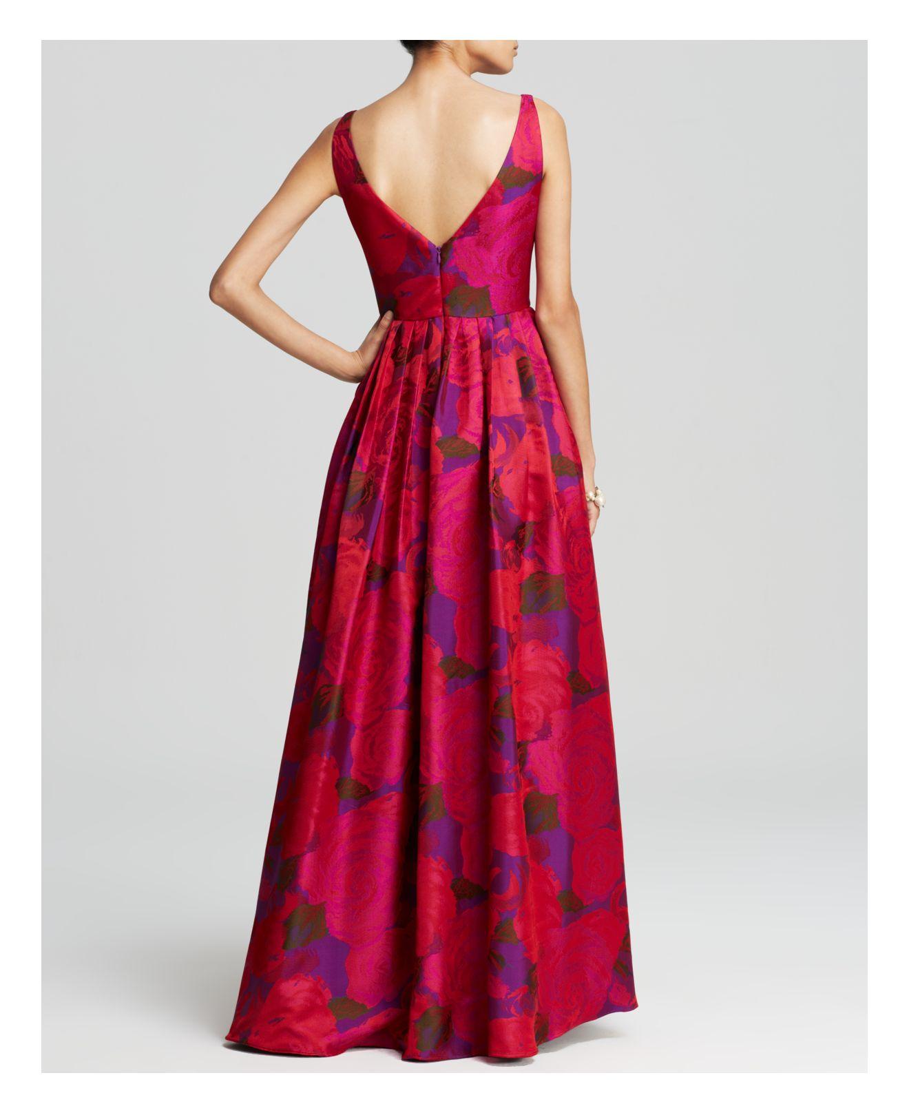 Adrianna papell Gown - Sleeveless Floral Print Ball in Purple | Lyst