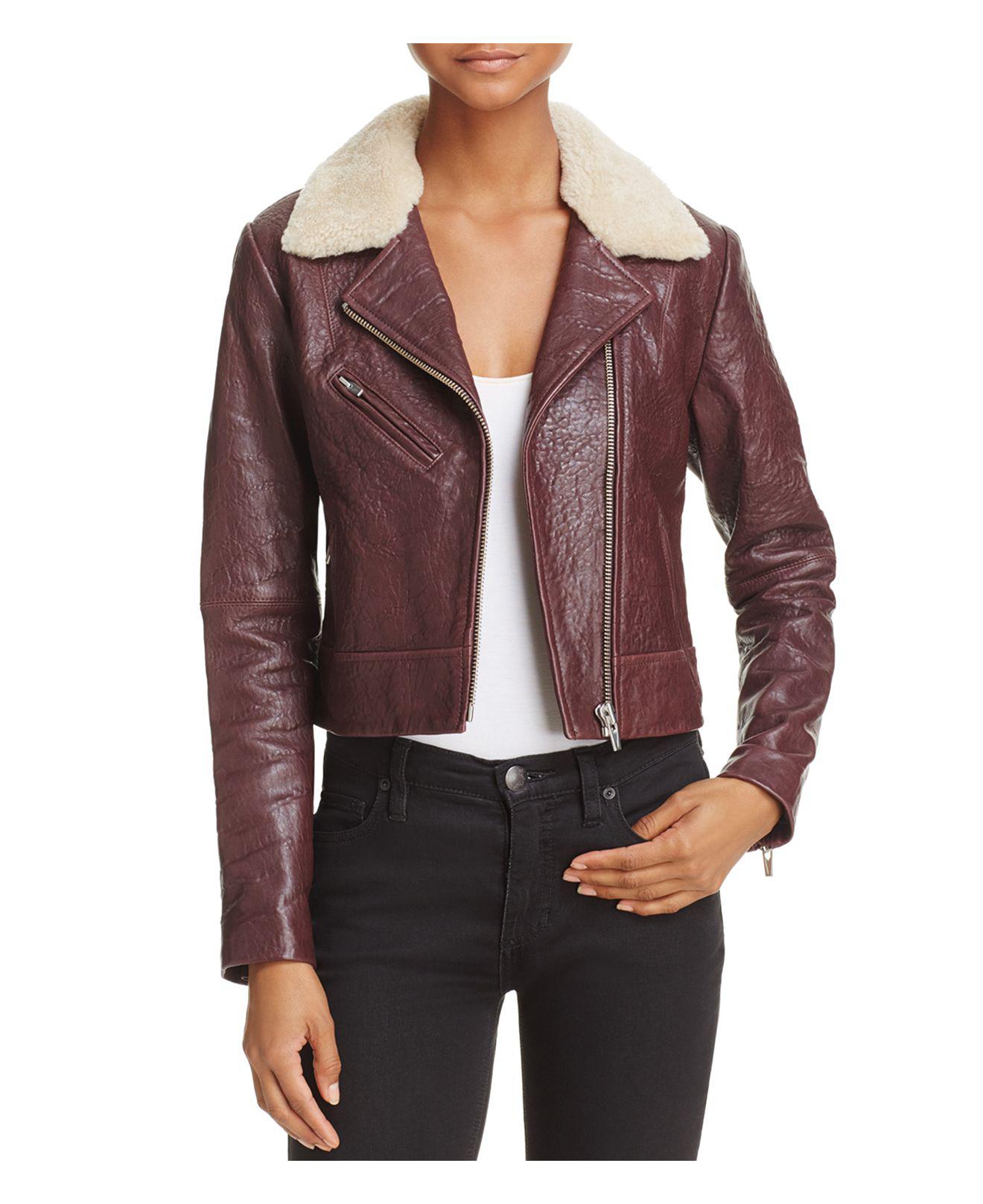 Lyst - Veda Nova Shearling-collar Leather Jacket in Red