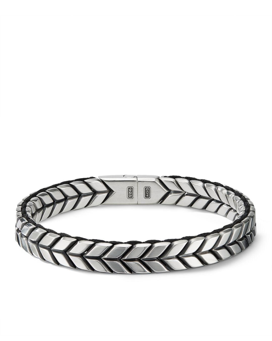 Lyst David Yurman Sterling Silver Chevron Woven Bracelet in Metallic