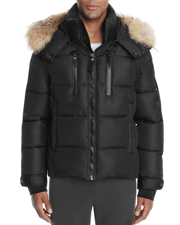 Sam. Mountain Fur Trim Hooded Down Jacket in Black for Men | Lyst