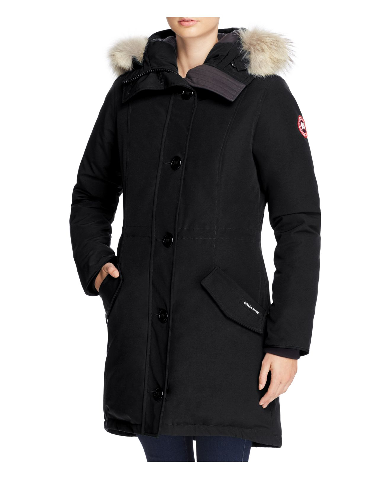 Canada goose Fur Trim Rossclair Down Parka in Blue | Lyst