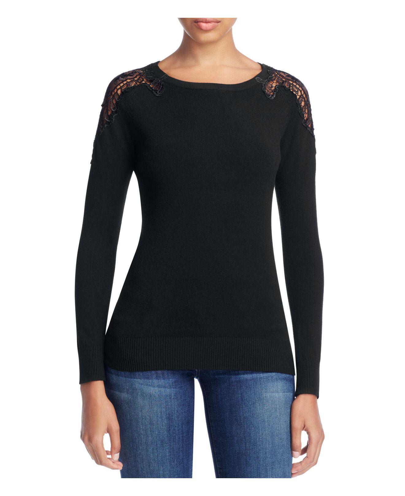 Lyst - Sioni Lace Shoulder Sweater in Black
