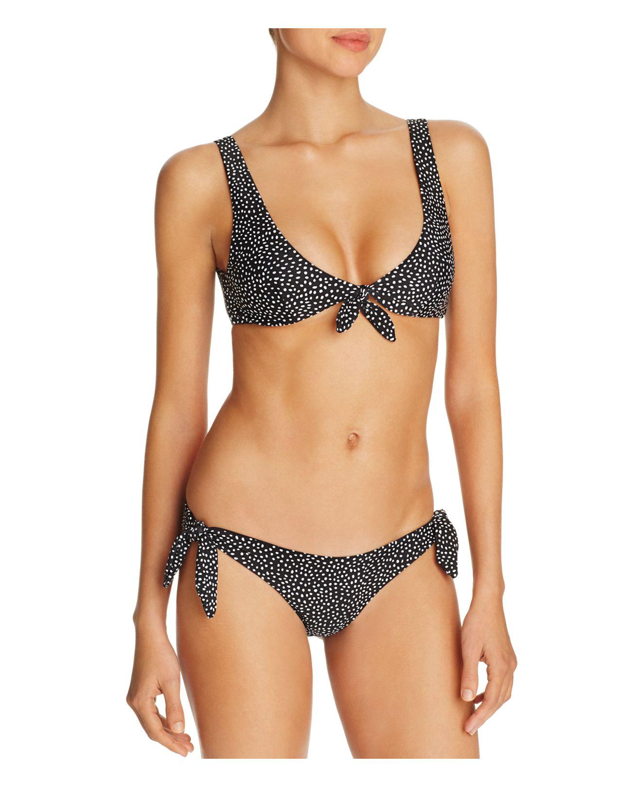 Lyst - Minkpink Mantaray Tie Front Bikini Top in Black