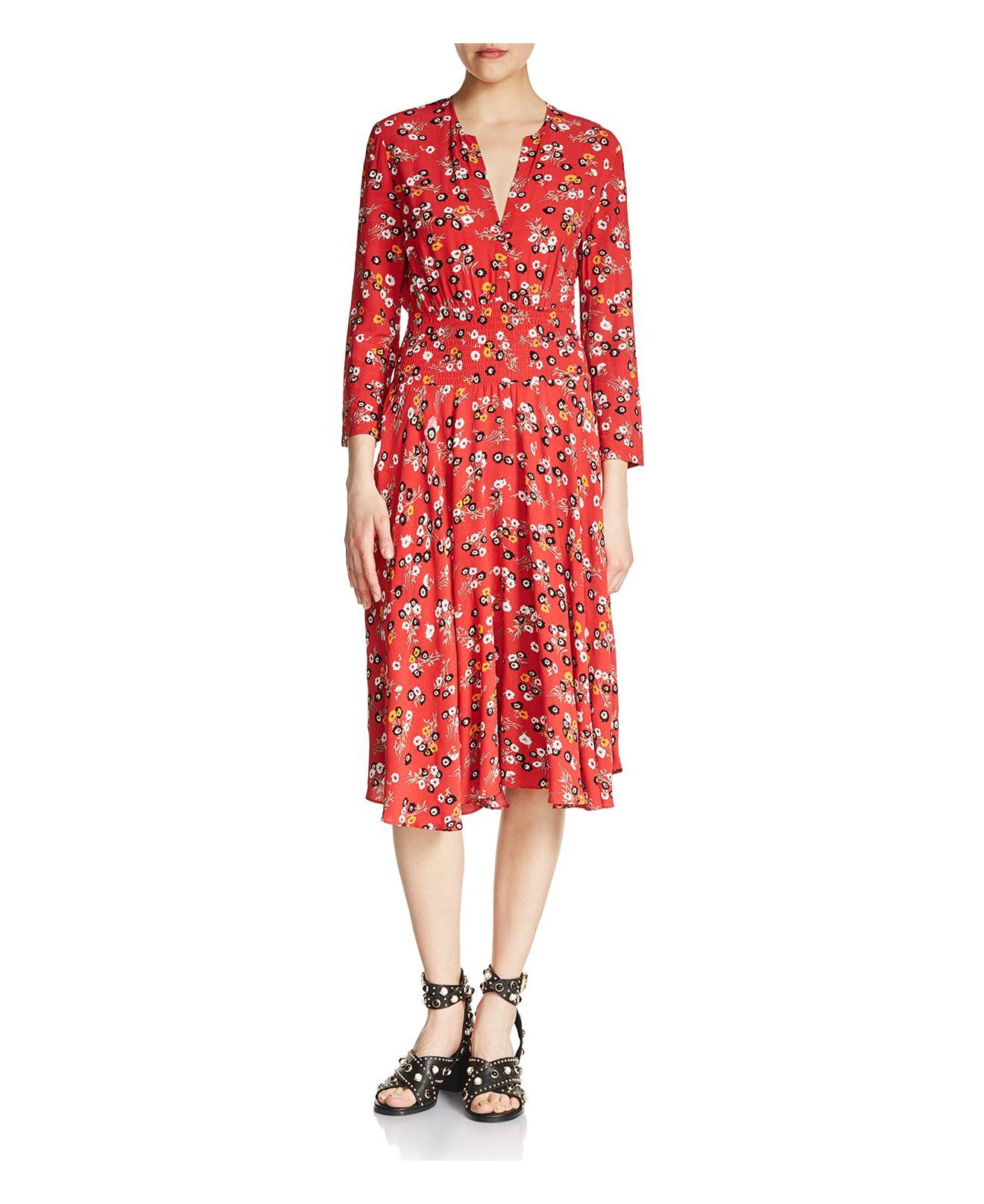 Lyst - Maje Rayelle Floral Print Dress in Red