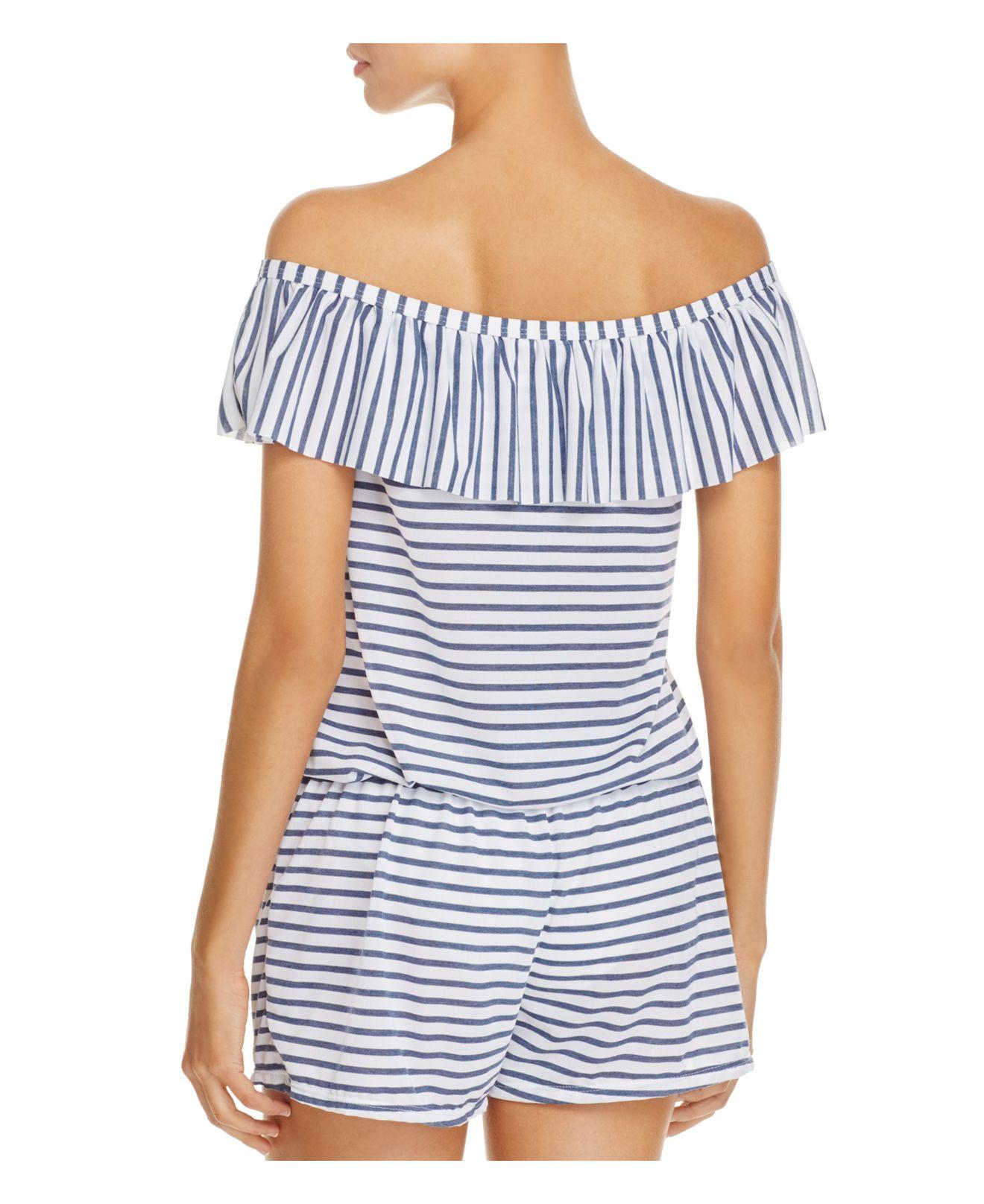 Lyst Splendid Chambray Romper Swim Coverup in Blue