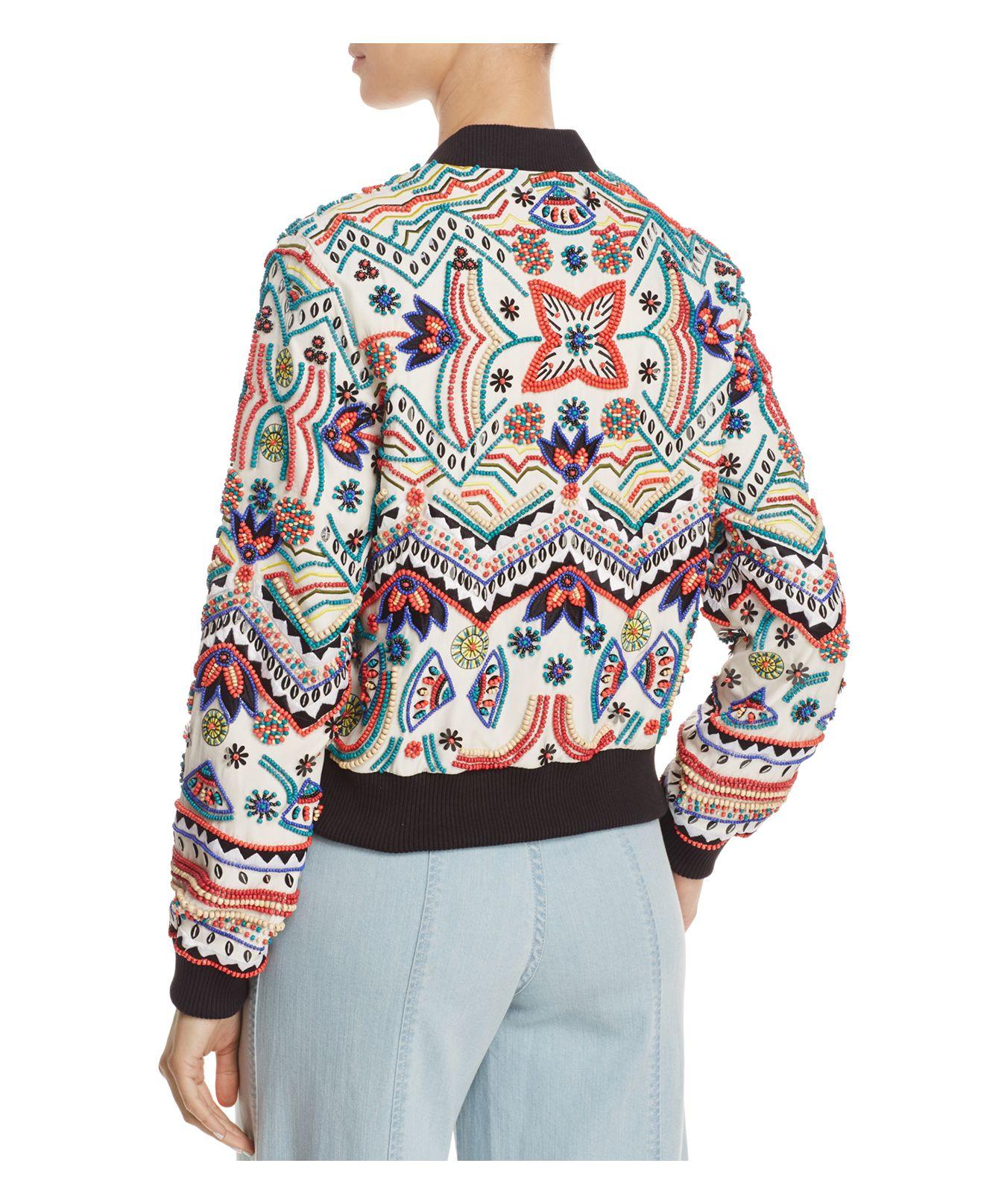 Lyst Alice + olivia Alice + Olivia Lonnie Beaded Silk Bomber Jacket