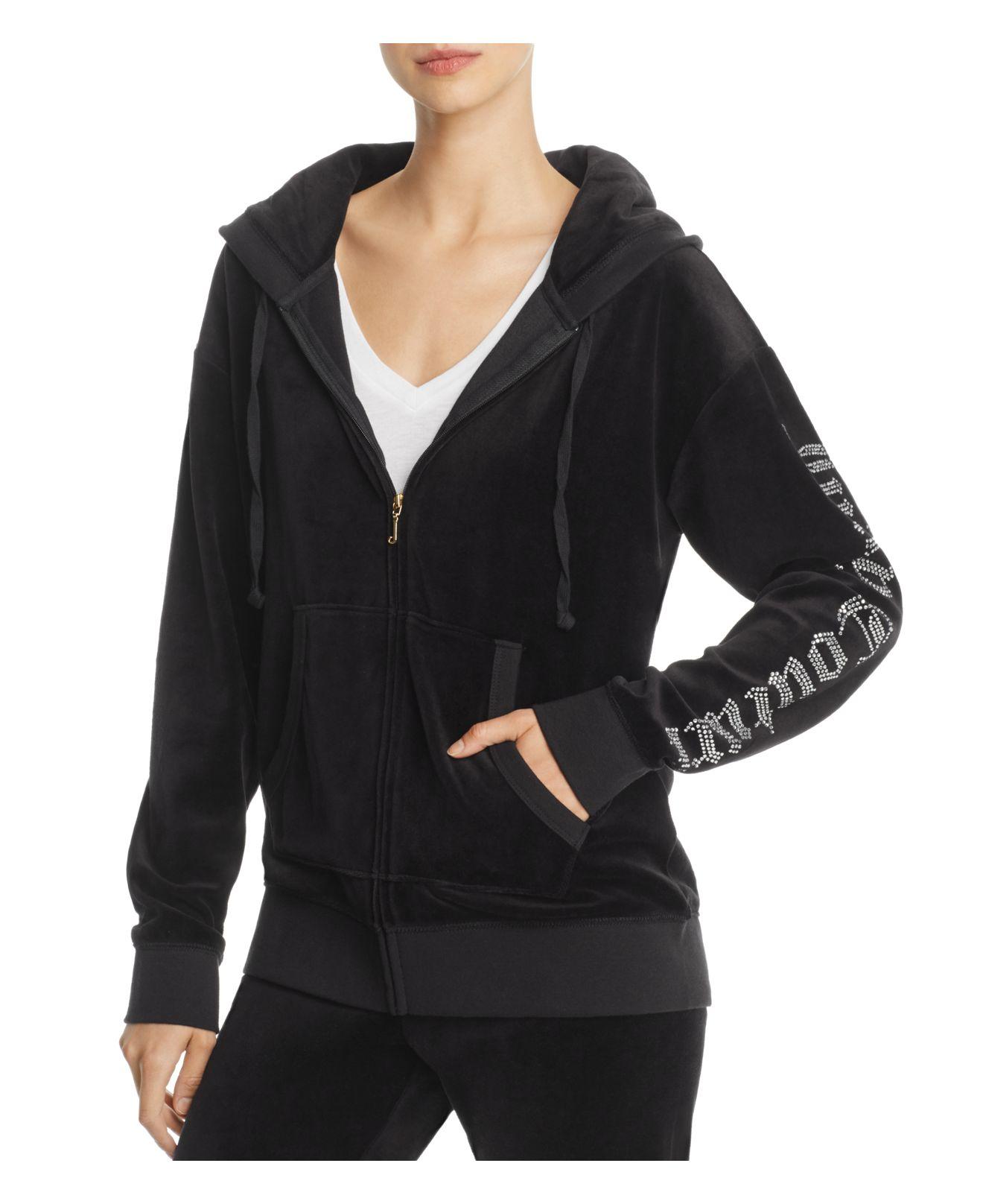 Lyst - Juicy Couture Gothic Embellished Velour Hoodie in Black