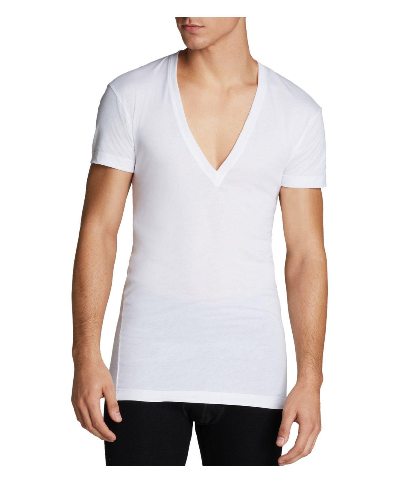 Lyst - 2Xist Pima Cotton Slim Fit Deep V-neck Tee in White for Men