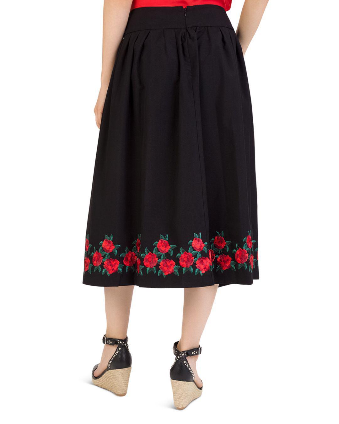 black embroidered maxi skirt