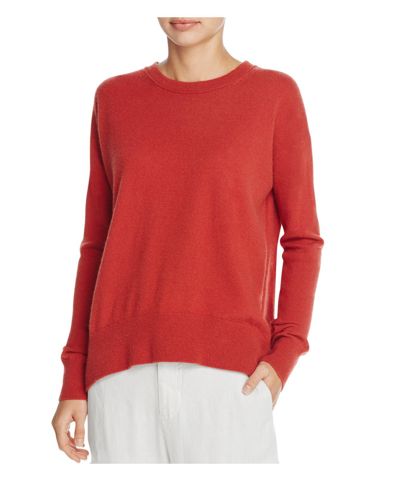 Vince Boxy Drop Shoulder Cashmere Sweater in Red | Lyst