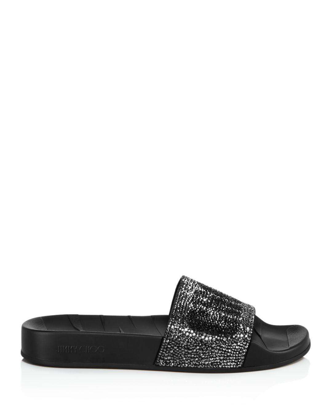 Lyst - Jimmy Choo Rey Leather Pool Slides in Black