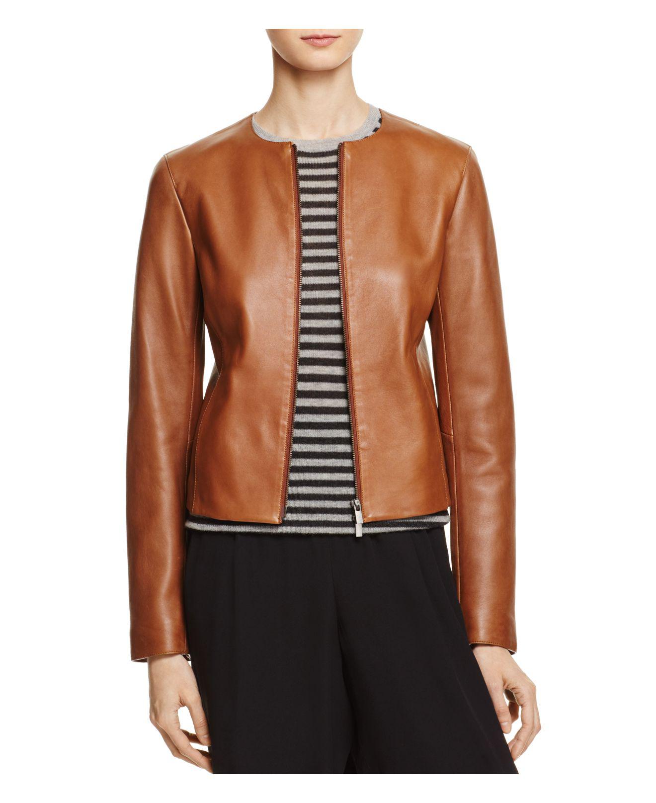 Lyst - Vince Leather Jacket in Brown
