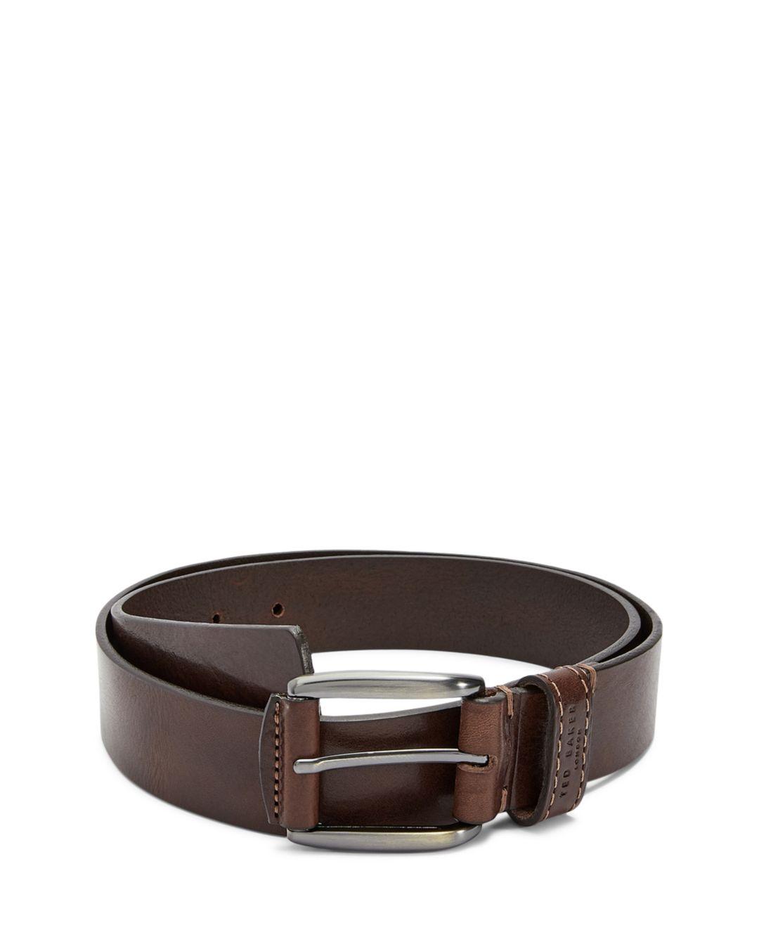 Ted Baker Stitch Detail Leather Belt in Brown for Men - Save 49% - Lyst
