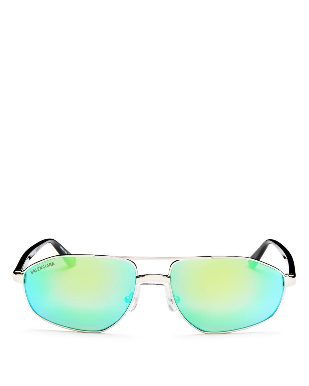 Balenciaga Men's Vintage Brow Bar Aviator Sunglasses in Green for Men