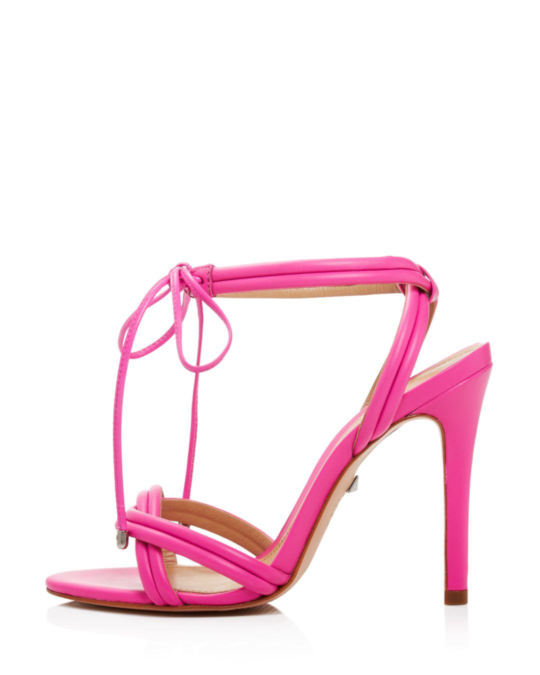 Lyst - Schutz Yvi Twisted Leather Ankle-tie Sandals in Pink - Save 6. ...