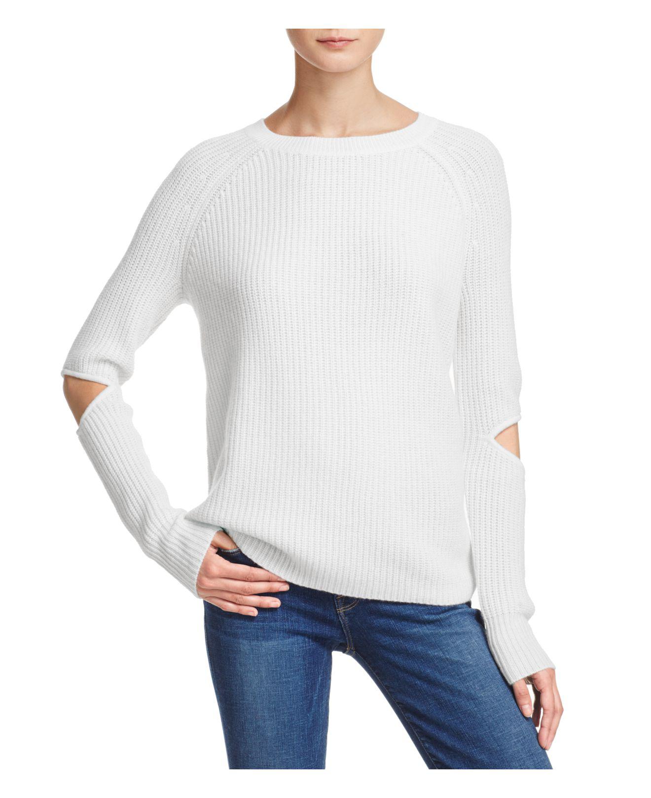 Lyst - Aqua Cashmere Slash-elbow Sweater in White