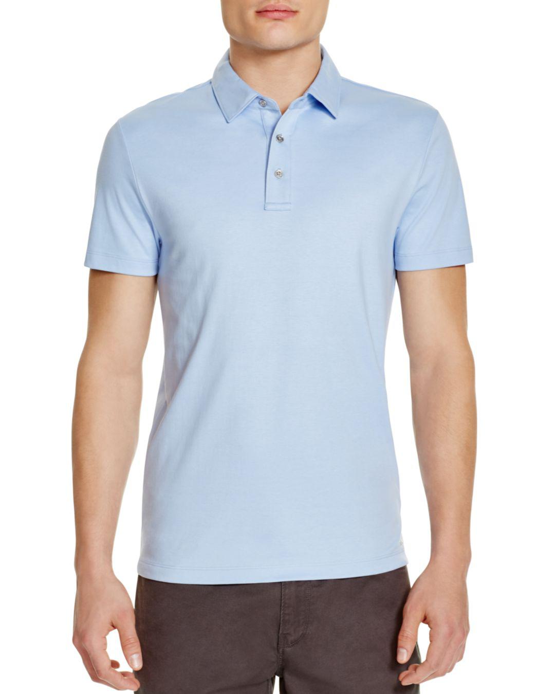 Michael Kors Sleek Slim Fit Polo Shirt in Blue for Men - Lyst