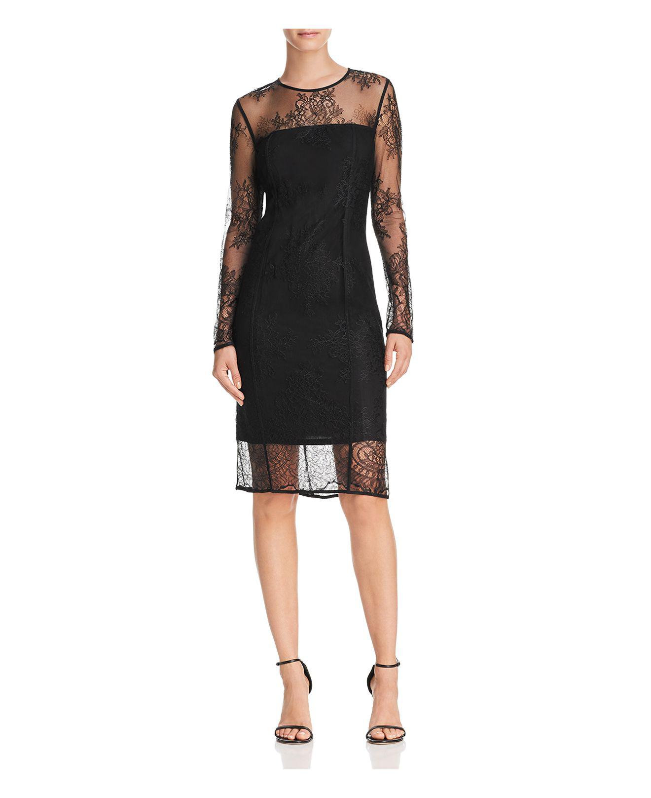 Lyst - Donna Karan Lace Sheath Dress in Black