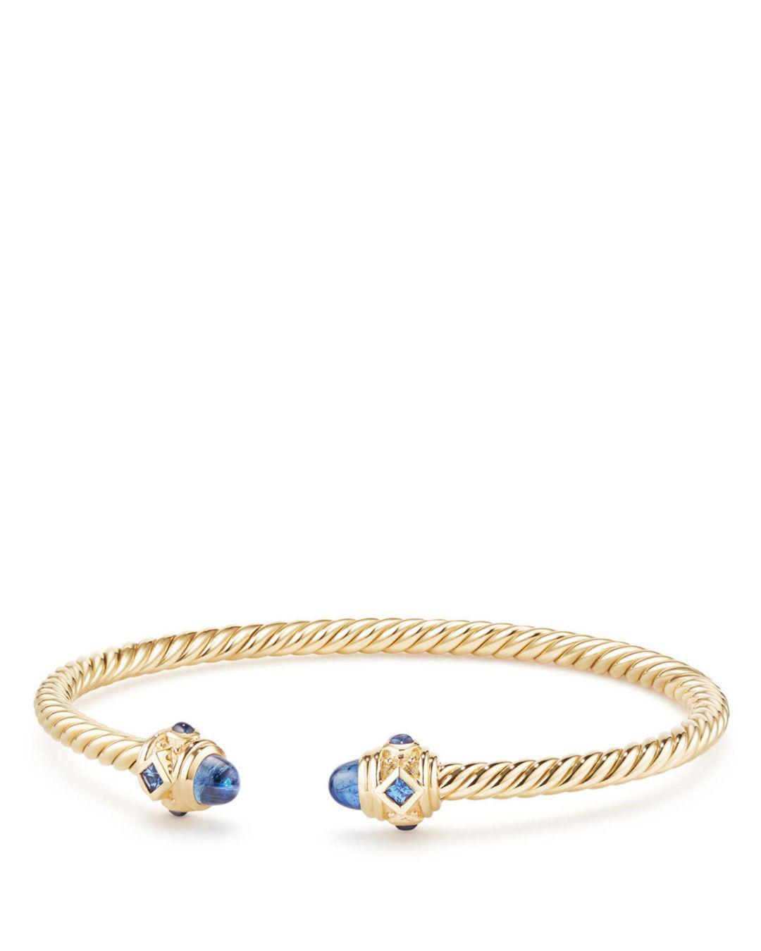 David Yurman Renaissance Bracelet With Light Blue Sapphire In 18k Gold