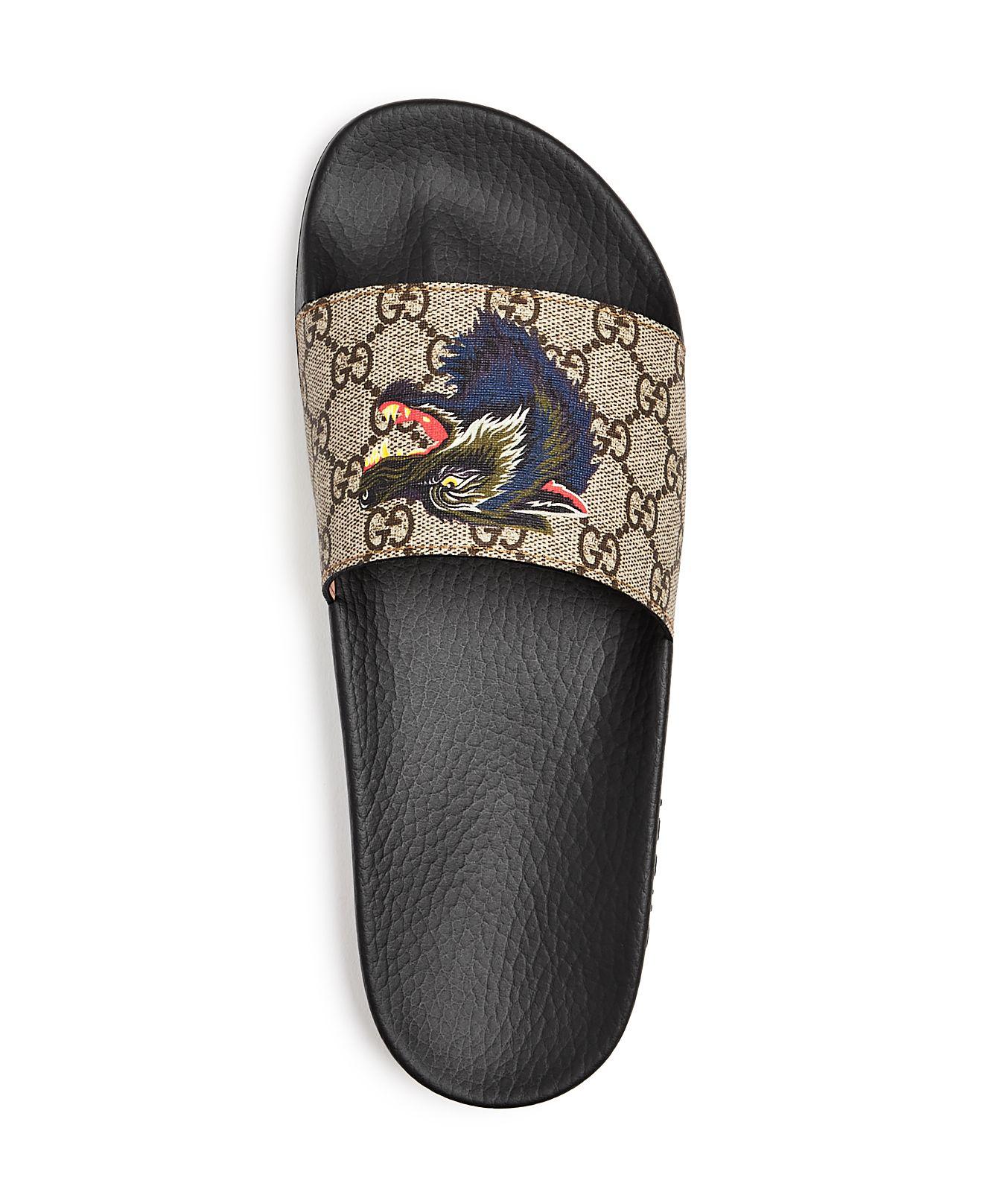 Lyst - Gucci Gg Supreme Slides With Wolf for Men