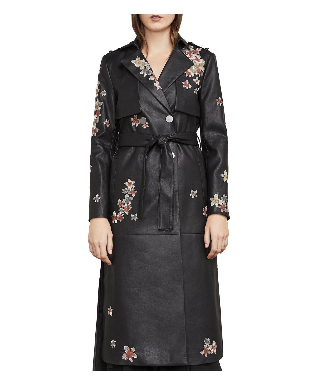 Bebe Faux Leather Trench Coat In Black Lyst Lyst Missguided Faux Leather Trench Coat With Shearling Collar Black In