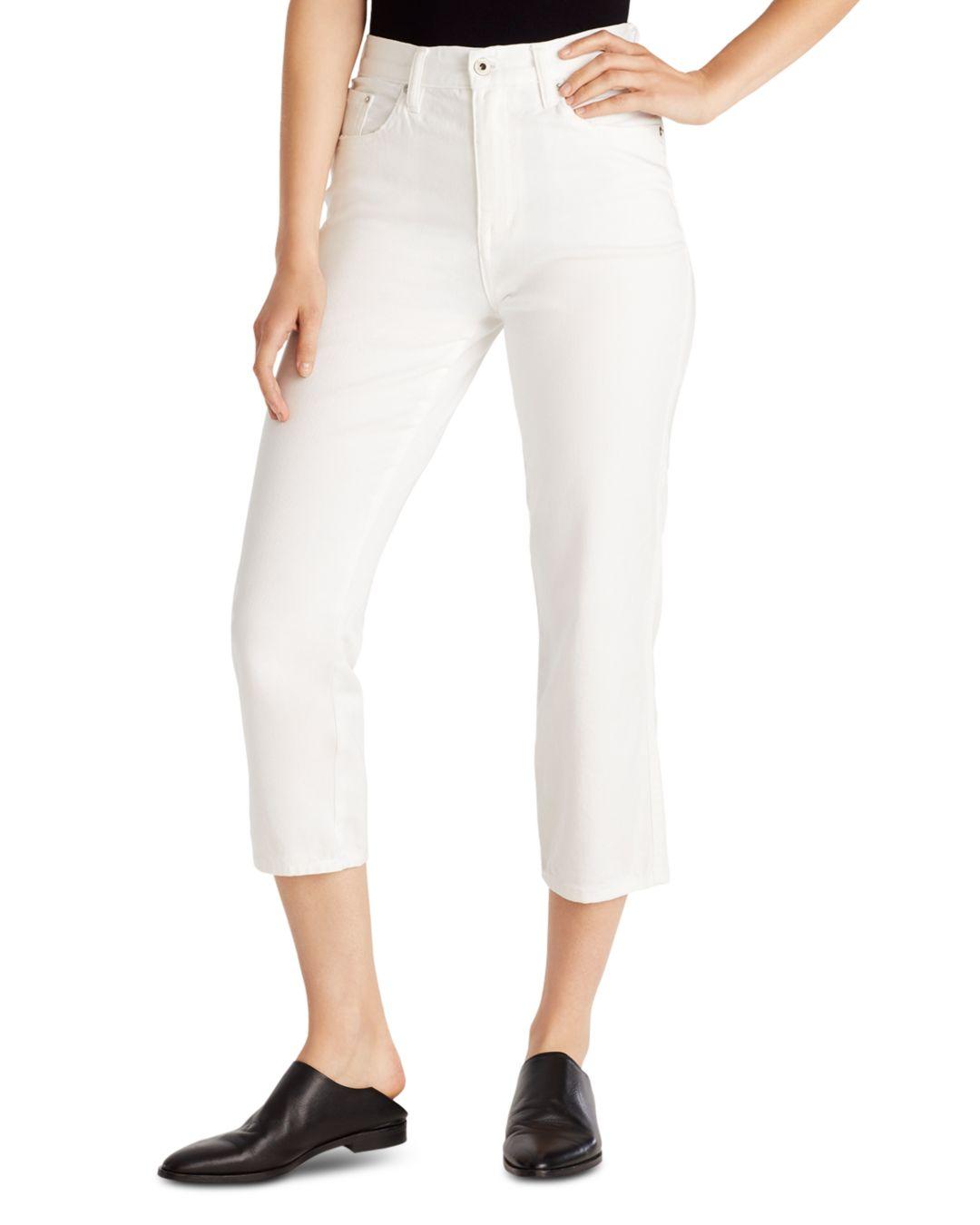 Ella Moss High - Rise Cropped Jeans In White in White - Lyst