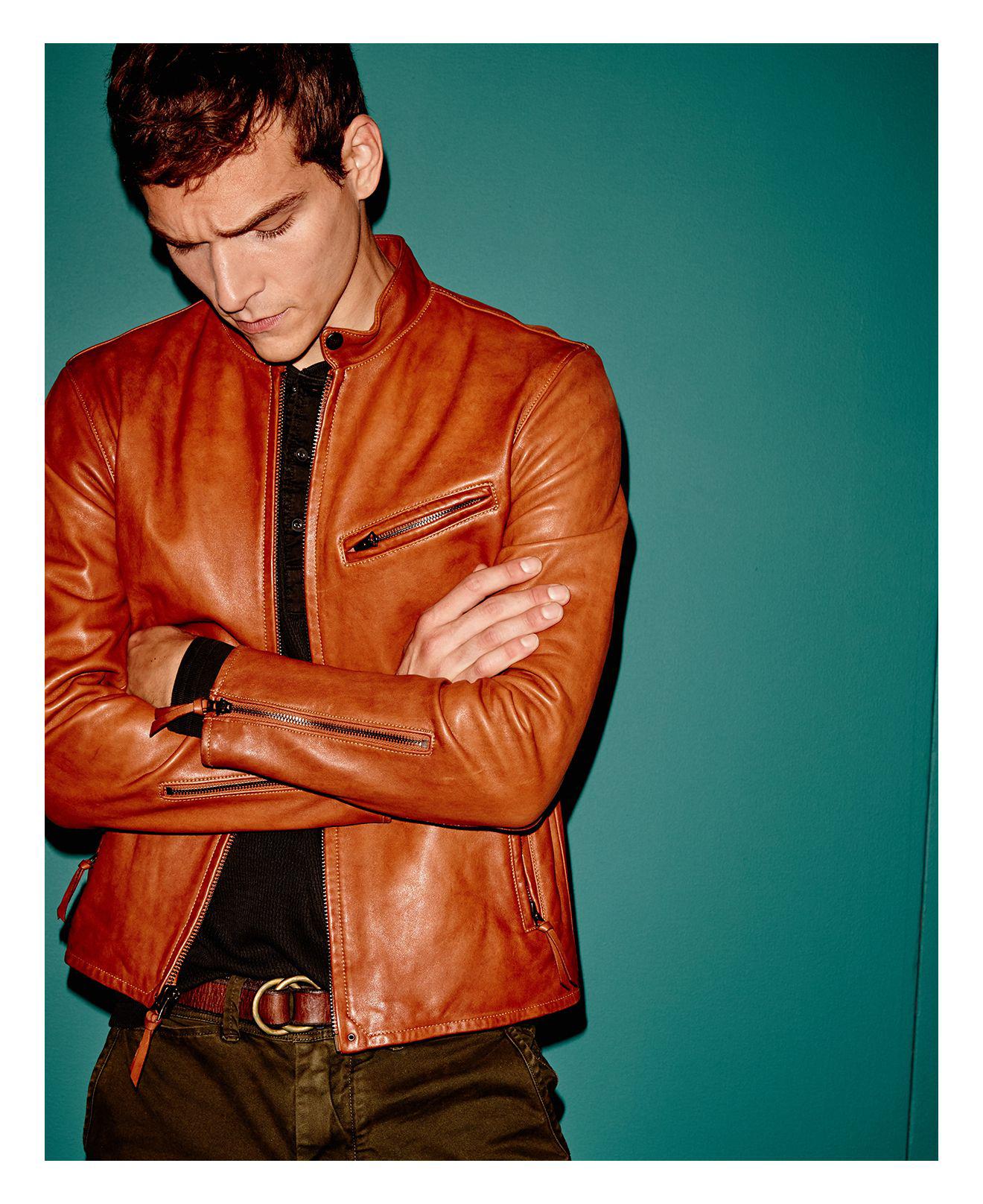 Lyst Polo Ralph Lauren Lambskin Leather Cafe Racer Jacket In Brown Gallery