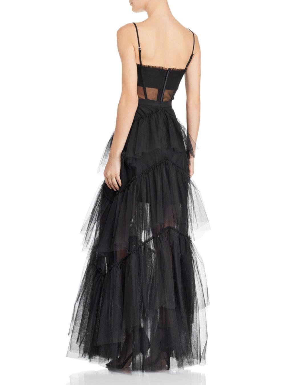 bcbg black tulle gown