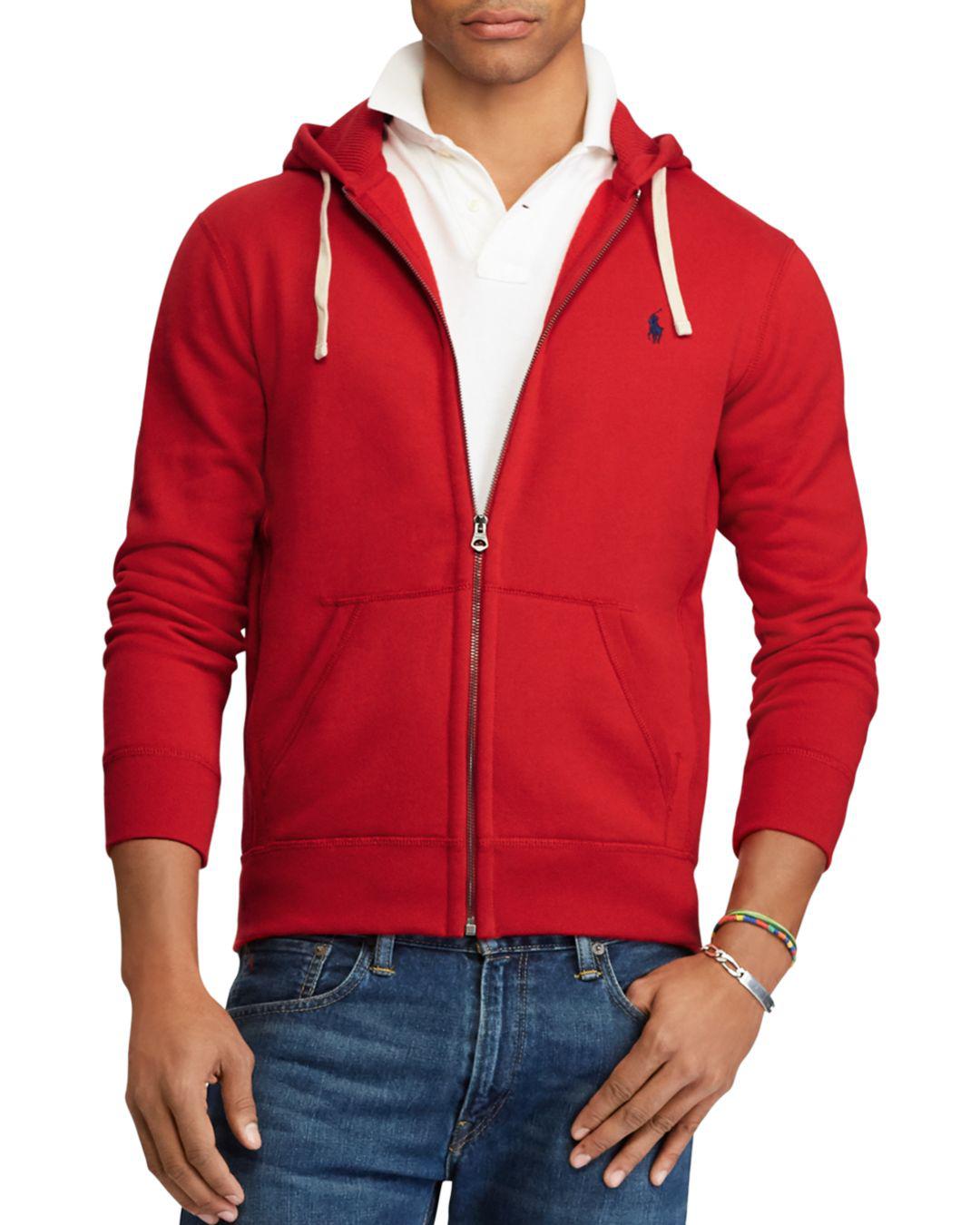 Lyst - Polo Ralph Lauren Classic Full-zip Fleece Hoodie in Red for Men ...