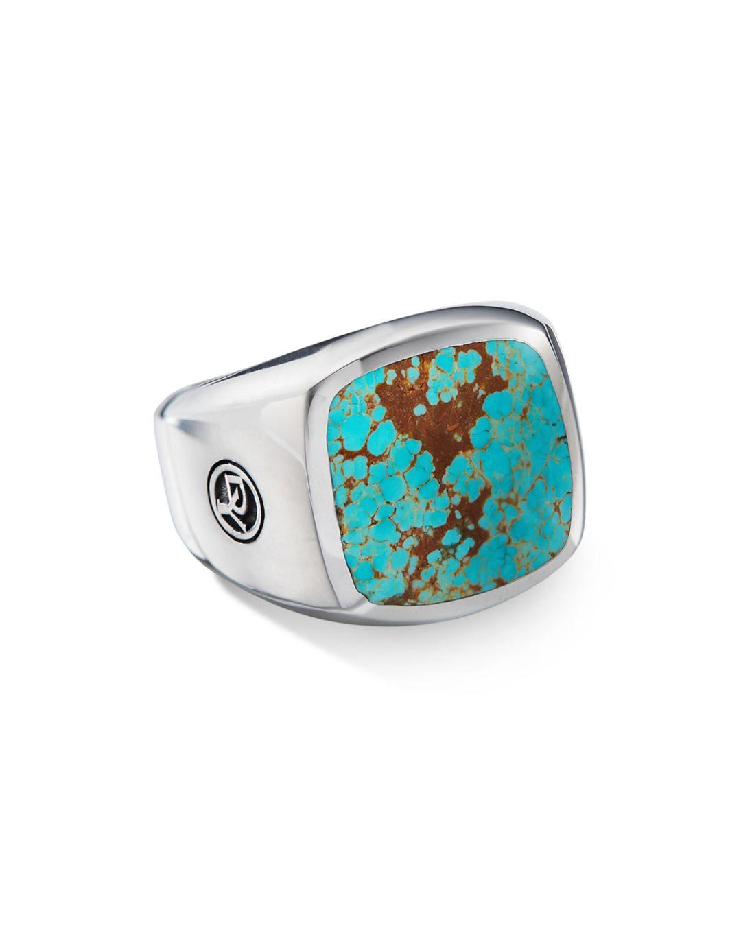 David Yurman Sterling Silver Exotic Stone American Turquoise Ring in Metallic for Men Lyst