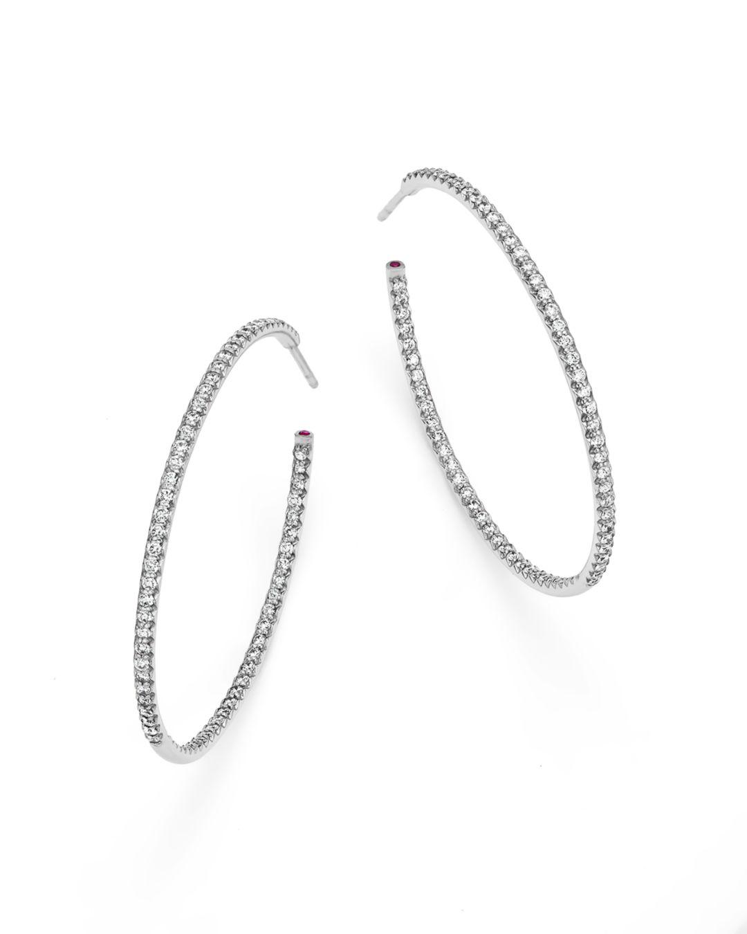 Lyst Roberto Coin 18k White Gold Extra Large Hoop Earrings With Roberto Coin Women S 18k White Gold Extra Large Hoop Earrings With Micro Pavé Diamonds
