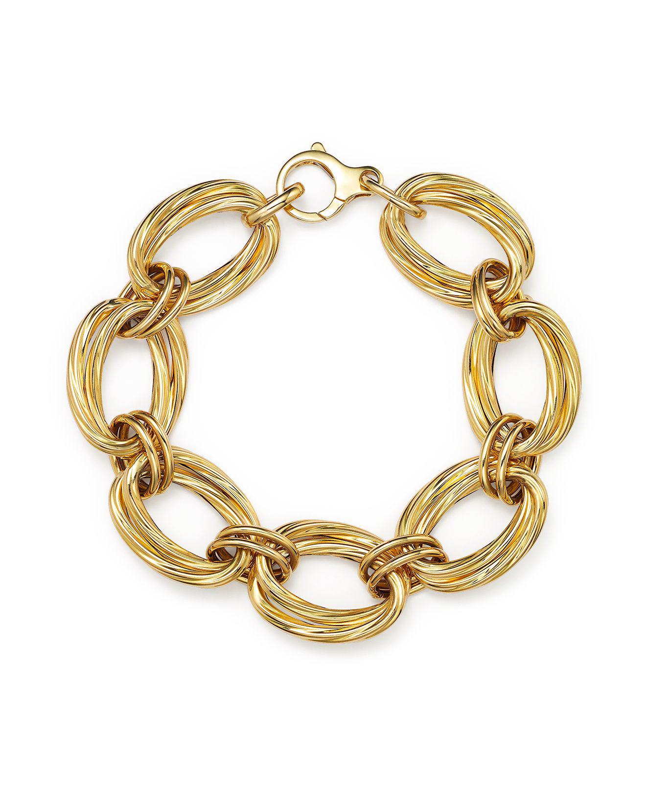 Lyst Roberto Coin 18k Yellow Gold Oval Double Link Bracelet In Metallic 6556