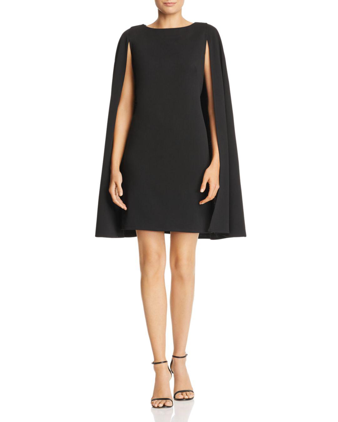 Adrianna Papell Cape Overlay Dress in Black - Lyst