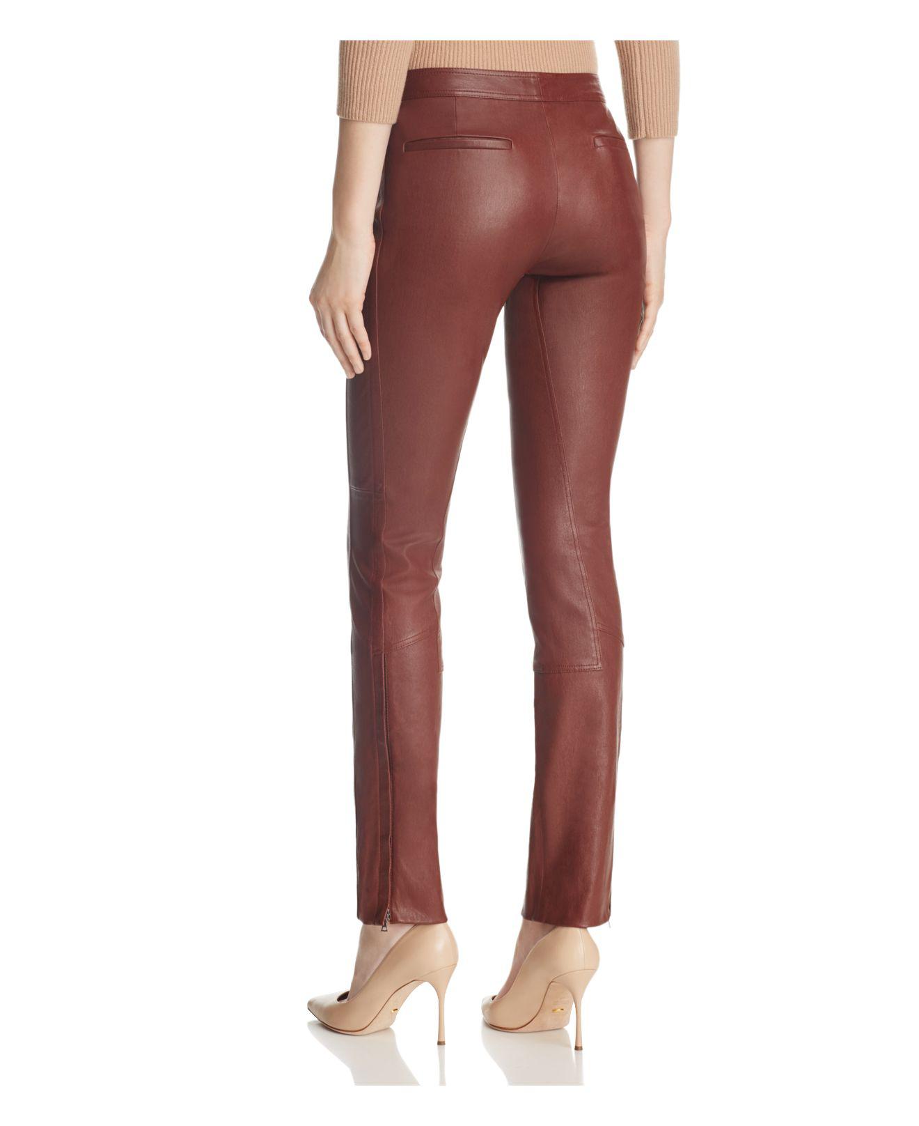 Lyst Theory Cropped Leather Riding Pants In Red