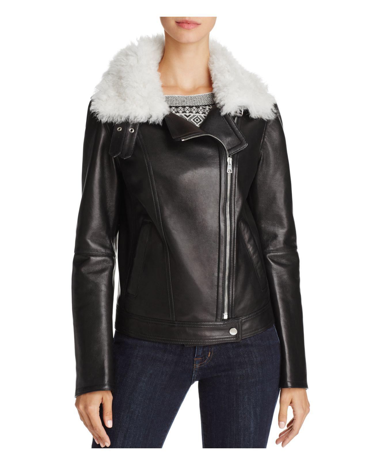 Lyst - Theory Pomono B Wilmore Leather & Shearling Motorcycle Jacket in ...
