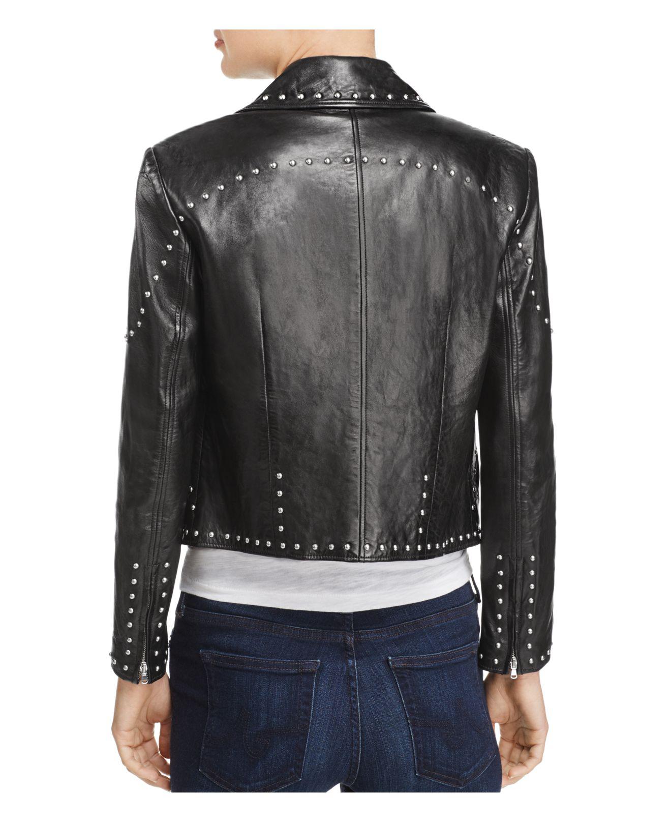 Lyst Frame Studded Leather Jacket in Black