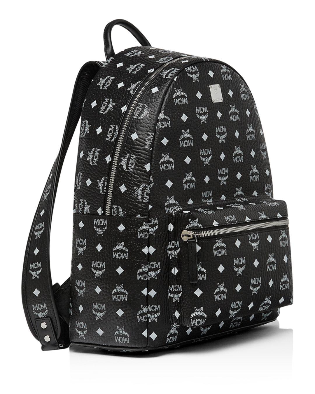 mens black stark white logo backpack in visetos