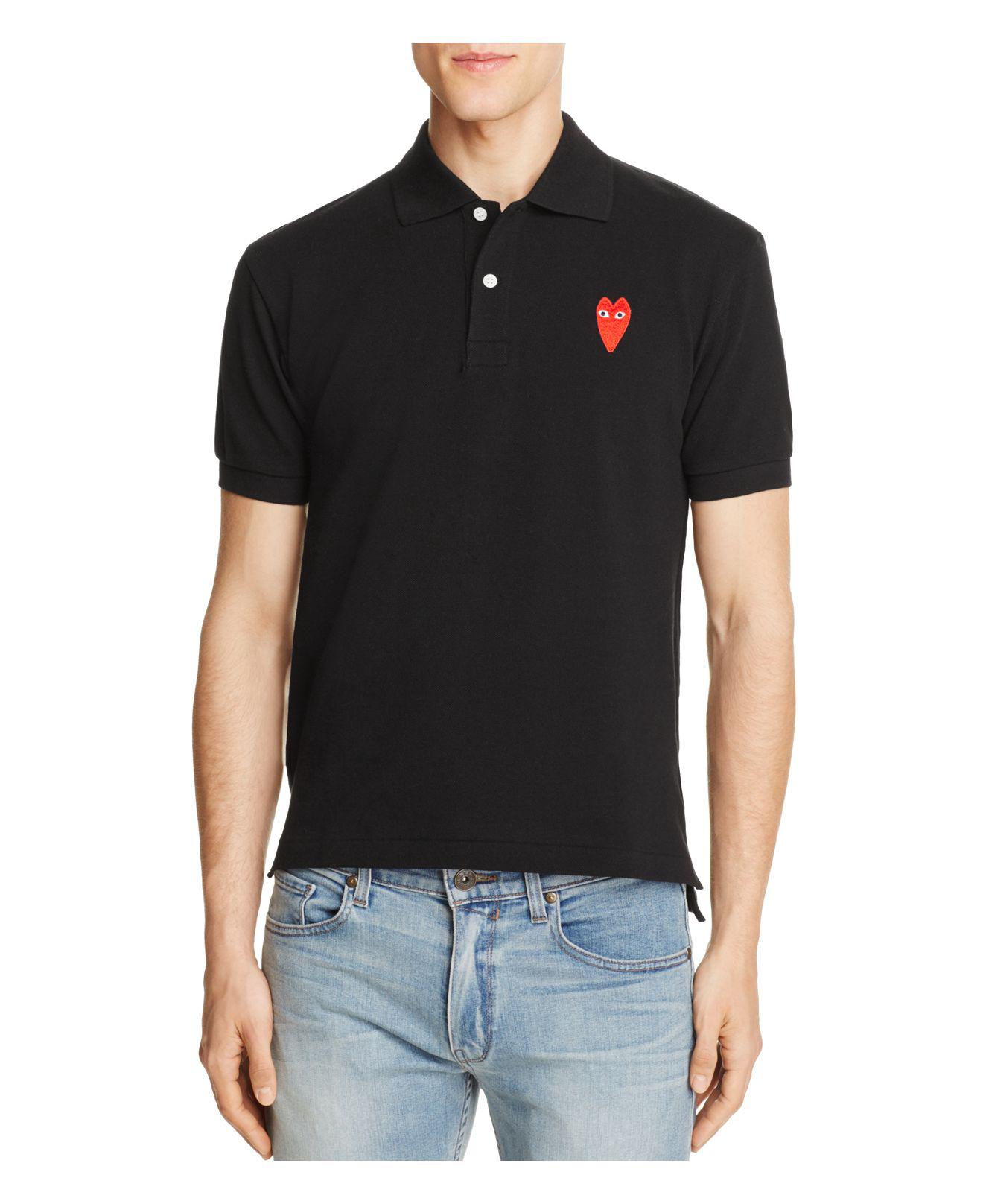 Lyst - Play Comme Des Garçons Long-heart Slim Fit Polo Shirt in Black ...