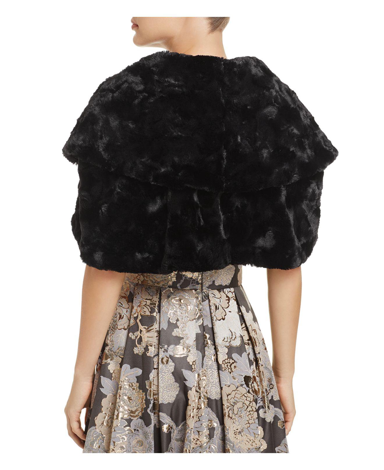 Lyst Eliza J Faux Fur Capelet in Black