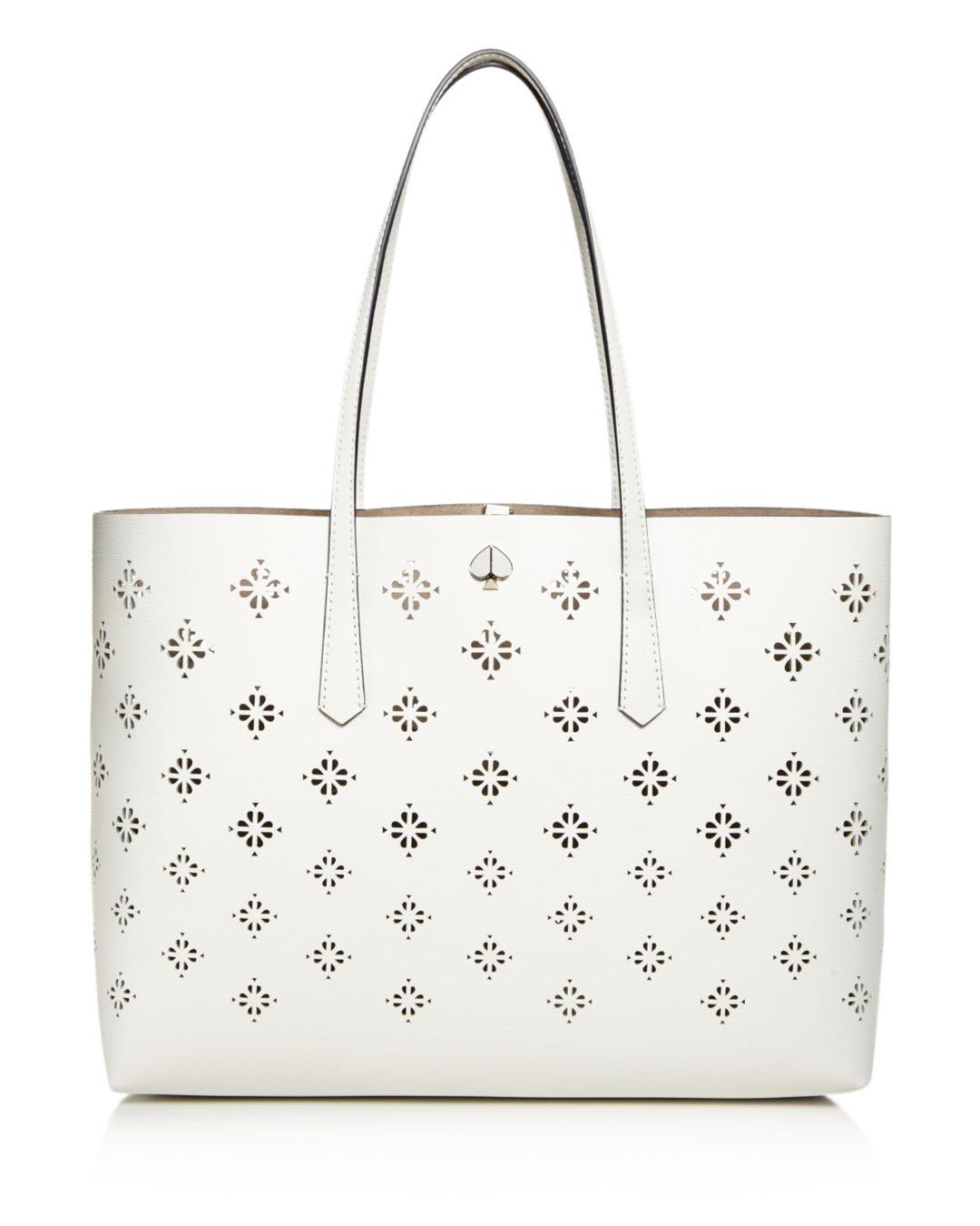 Kate Spade Large Floral Perforated Tote in White - Lyst