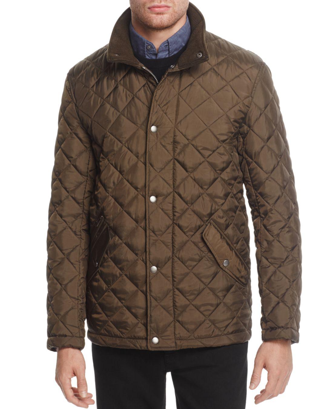 Lyst - Cole Haan Diamond Quilted Snap Jacket in Green for Men - Save 30 ...