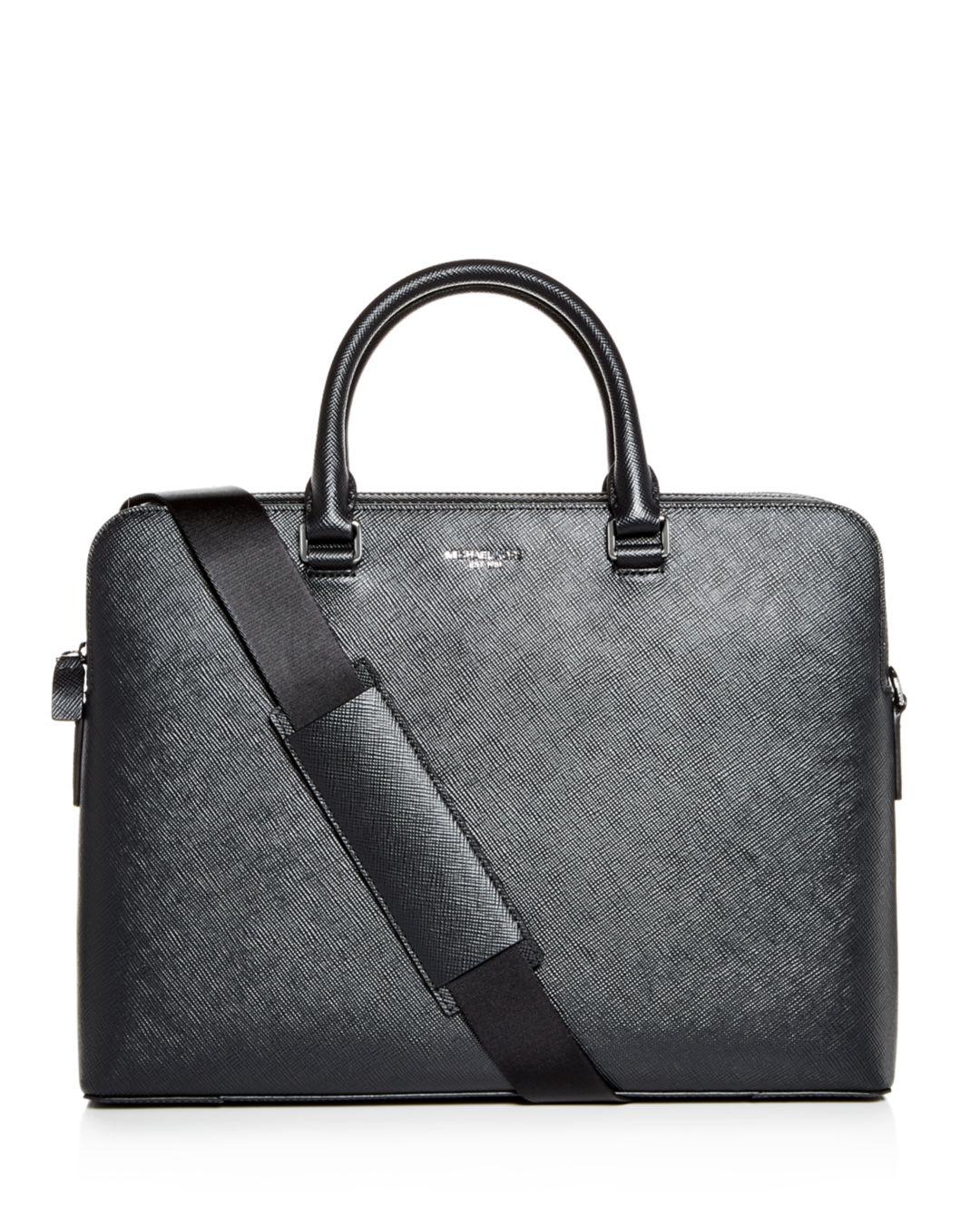 black leather travel briefcase