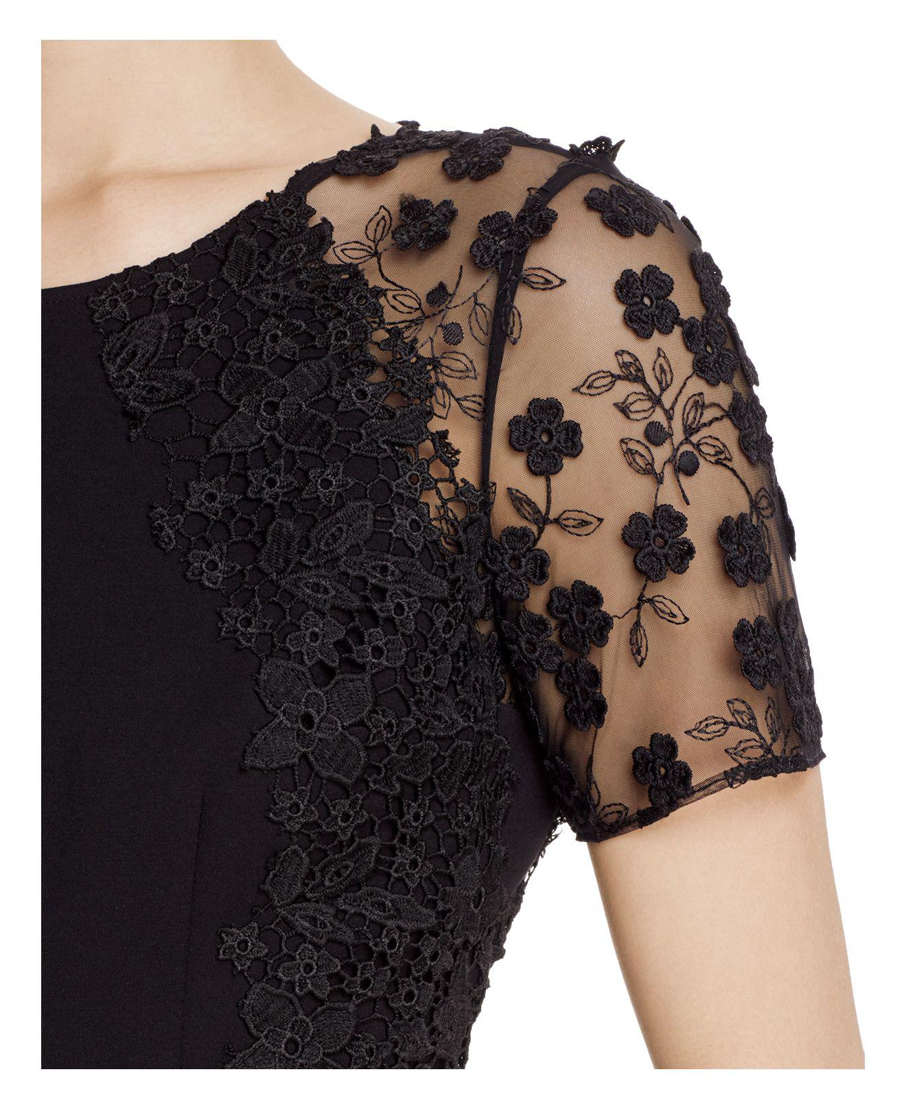Lyst Elie Tahari Yadira Lace Trim Dress In Black Gallery