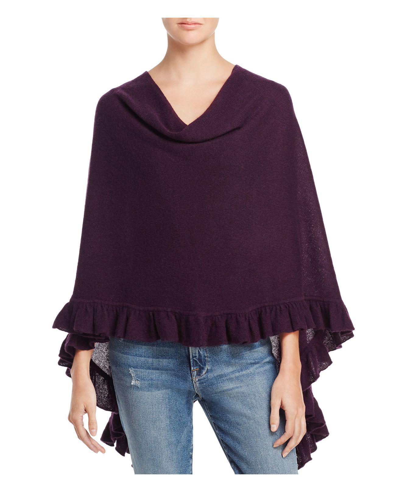 Lyst - Minnie Rose Ruffle Ruana Cashmere Poncho in Purple