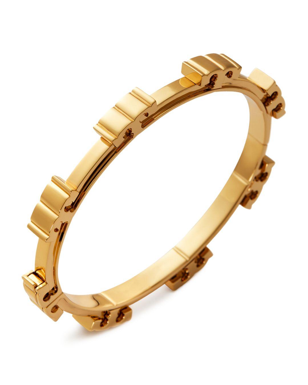 Lyst Tory Burch Serift Hinge Bracelet in Metallic